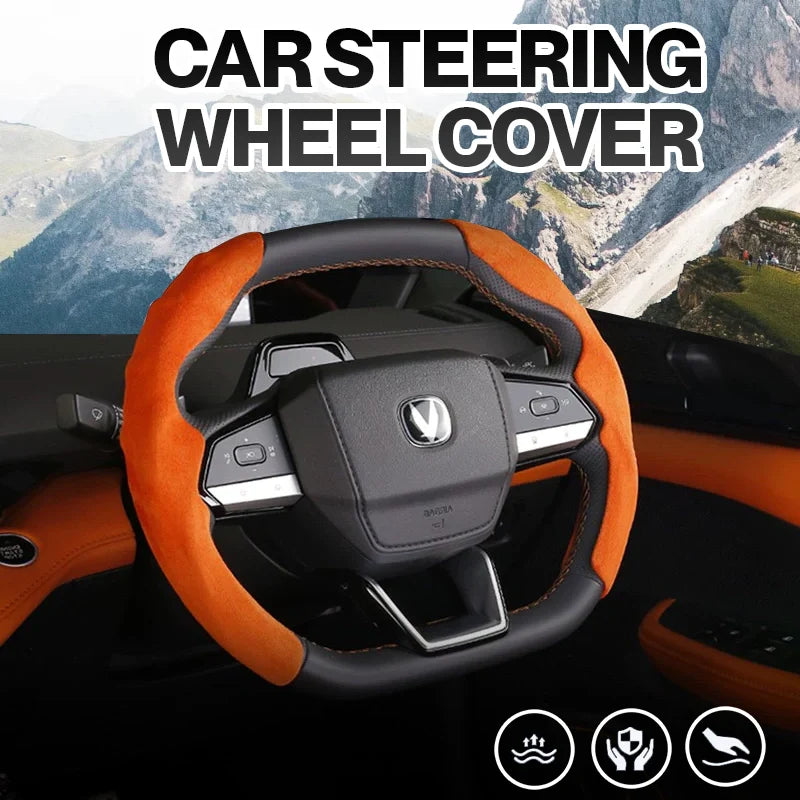 Gripzon Racing Suede Steering Wheel Cover – Breathable, Anti-Slip & Universal Fit