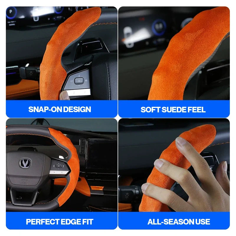 Gripzon Racing Suede Steering Wheel Cover – Breathable, Anti-Slip & Universal Fit