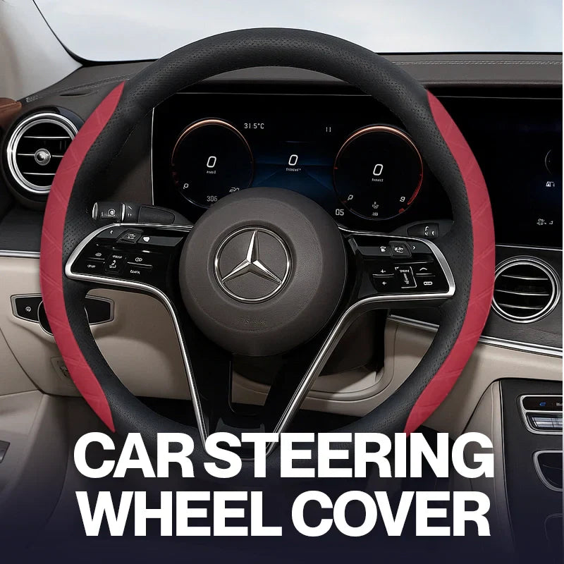 2026 New Logo Customizable Leather Steering Wheel Cover | Breathable, Anti-Slip & Universal Fit