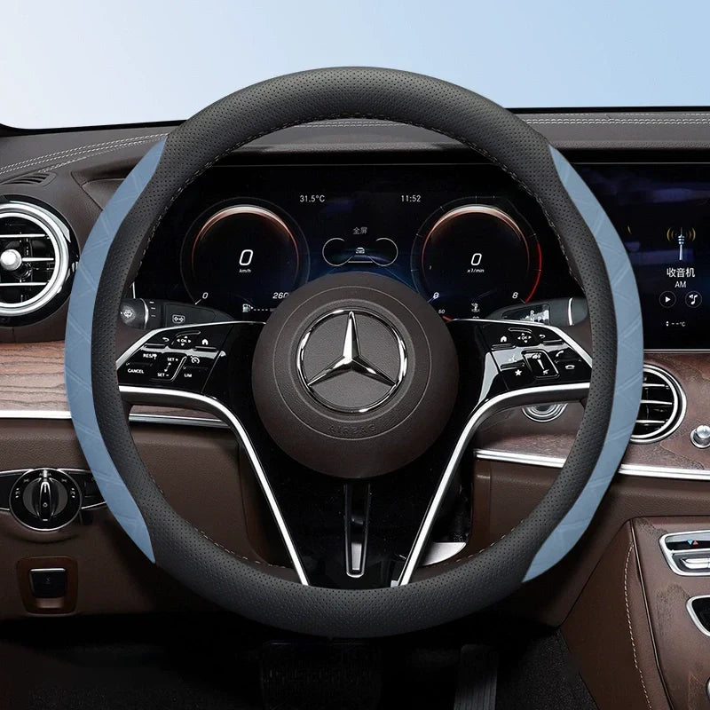 2026 New Logo Customizable Leather Steering Wheel Cover | Breathable, Anti-Slip & Universal Fit