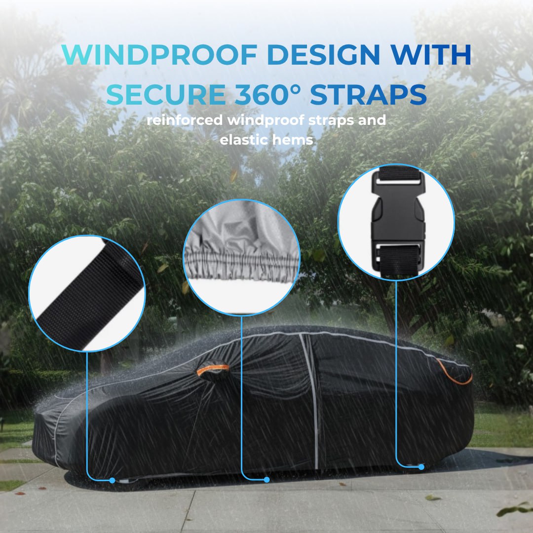 360°  Waterproof & Snowproof, Breathable & UV-Resistant Full Car Cover For All Seasons