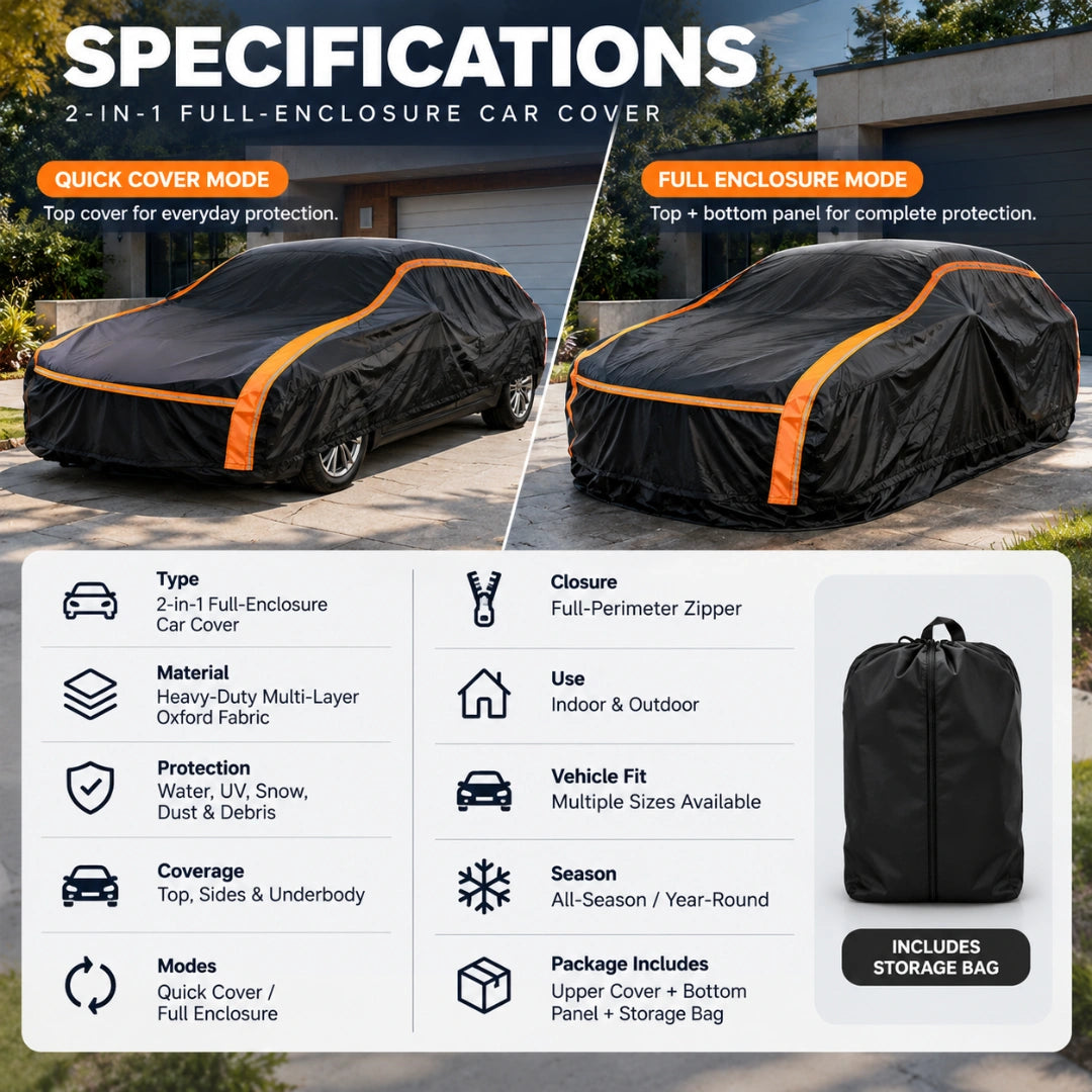 720D 2-in-1 Full Enclosed Car Cover