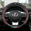Anti Slip 3D Embossed Carbon Fiber Leather Car Steering Wheel Cover Universal Fit