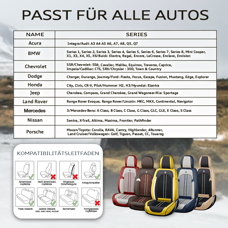 Alexcar Zetas Komplett-Set Universeller Atmungsaktiver Wasserdichter Fahrzeug-Lederbezug für Autos, SUVs, Pickup-Trucks
