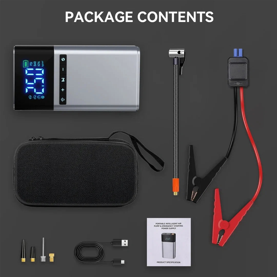 All-in-One Jump Starter & Air Compressor – Compact 6000mAh Power Booster