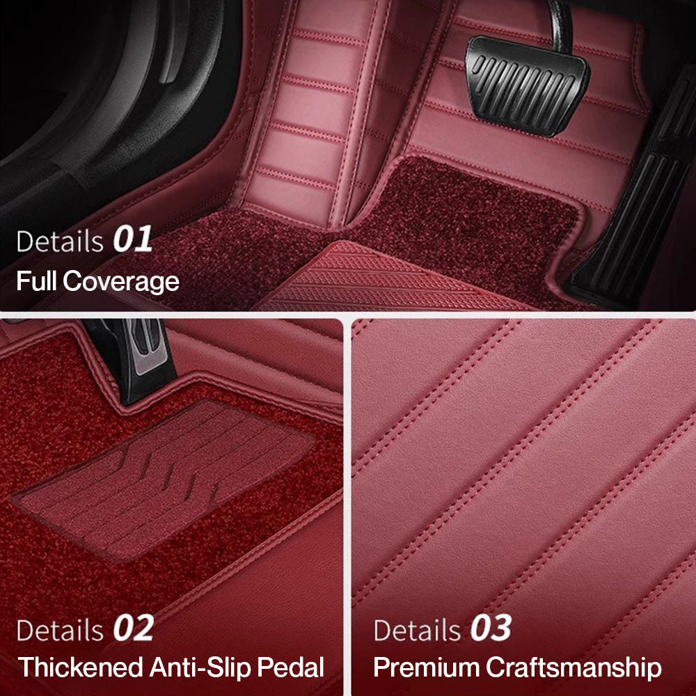 Starlise Sparkle Full-enclosed Leather Car Floor Mats - Logo Customizable