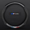 Anti Slip 3D Embossed Carbon Fiber Leather Car Steering Wheel Cover Universal Fit