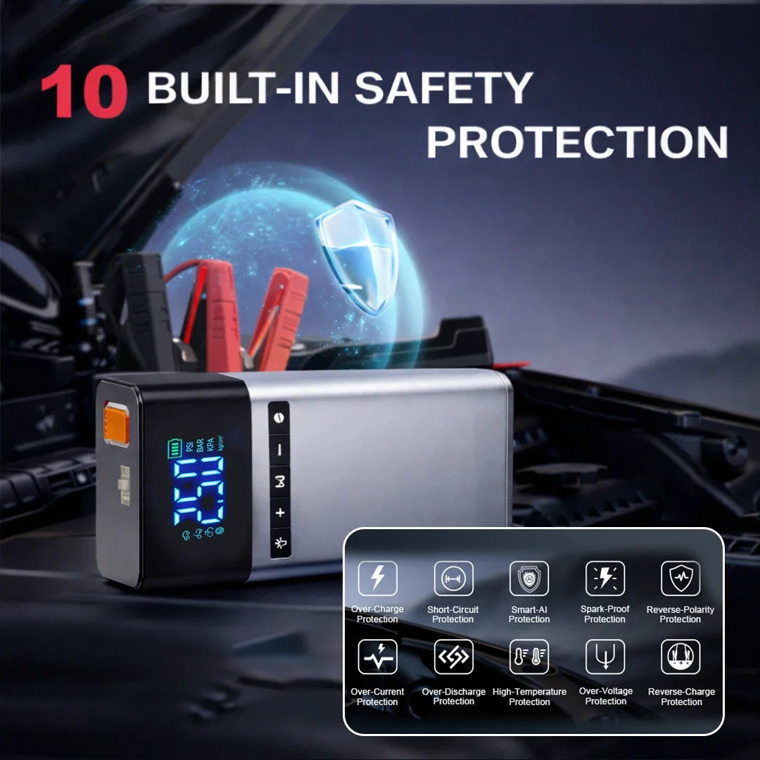 All-in-One Jump Starter & Air Compressor – Compact 6000mAh Power Booster