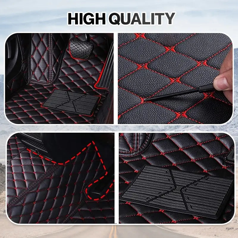 Universal Car Or Van Floor Mats 4PC Set Non Slip Carpet Or Rubber Red - Foto 9