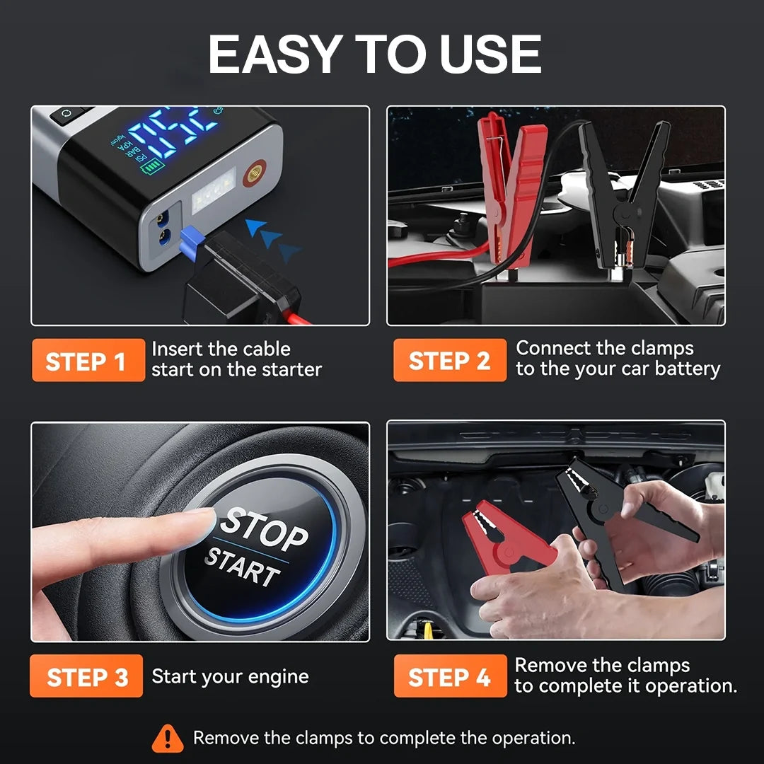 All-in-One Jump Starter & Air Compressor – Compact 6000mAh Power Booster