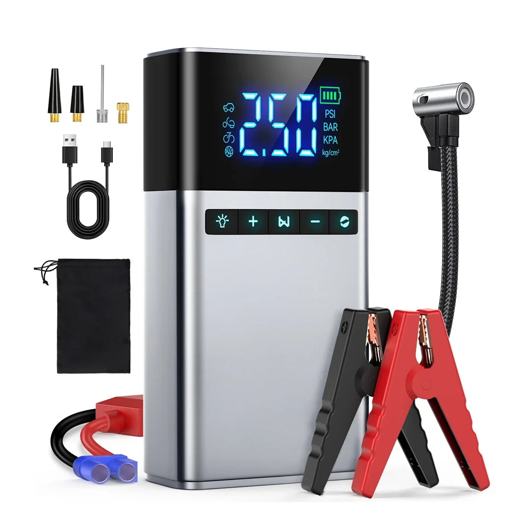 All-in-One Jump Starter & Air Compressor – Compact 6000mAh Power Booster