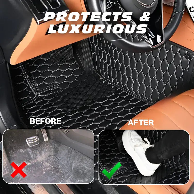 DriveMax Leather Floor Mats Covers | Heavy Duty, Universal Fit Floor Mats for Cars, SUVs, and Trucks