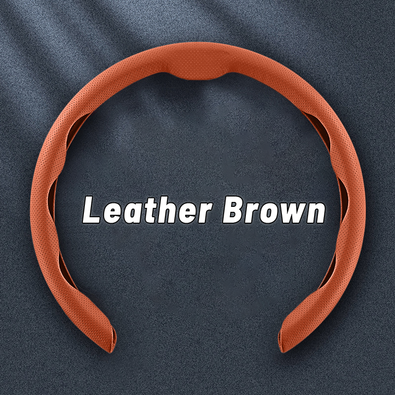 AU Nexi Customized Car Logo Breathable Ultra-thin 5D Leather & Carbon Car Steering Wheel Cover Universal Fit