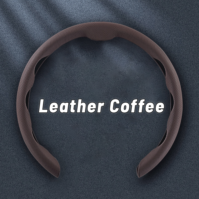 AU Nexi Customized Car Logo Breathable Ultra-thin 5D Leather & Carbon Car Steering Wheel Cover Universal Fit