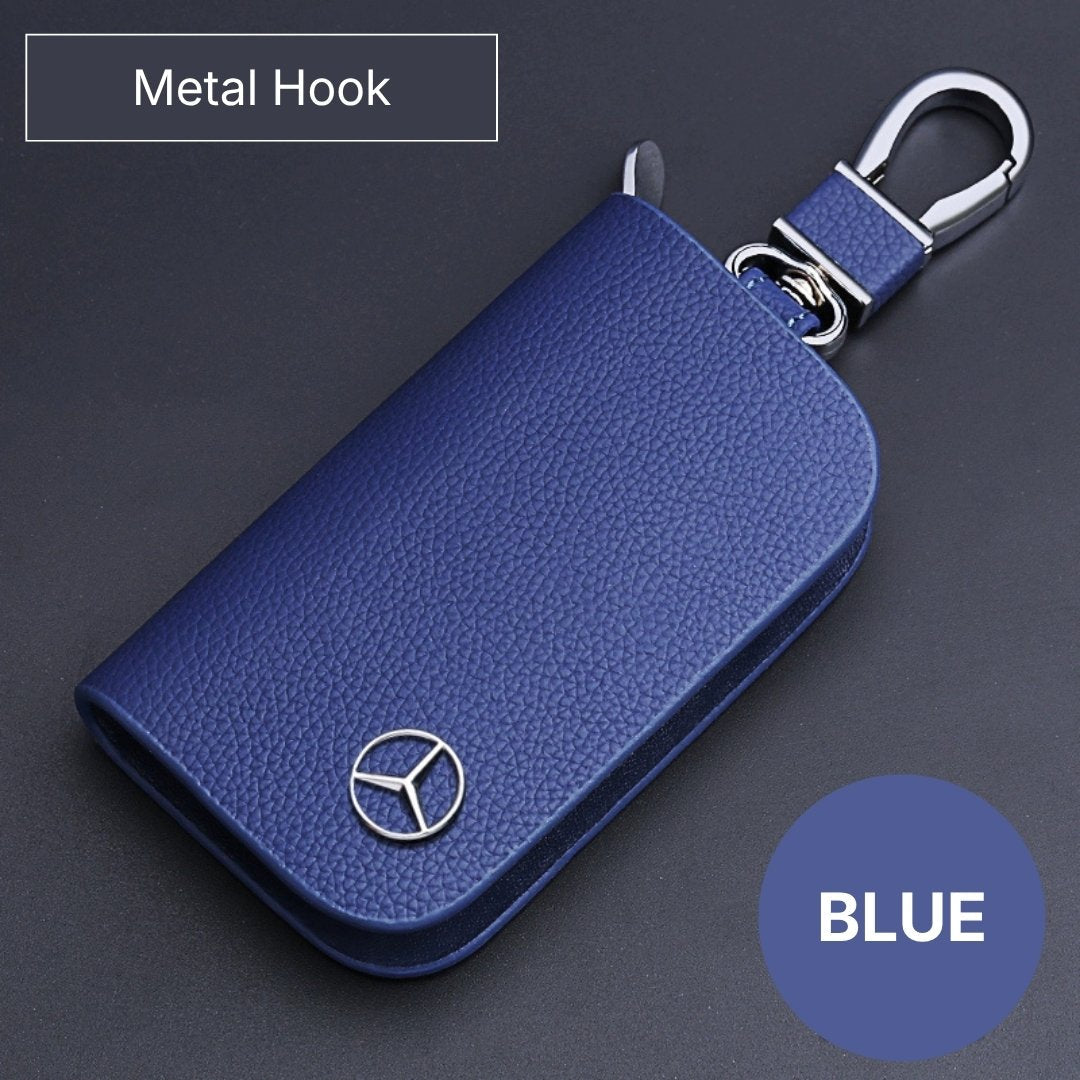 Genuine Leather Logo Customizable Car Fob Case with Keychain