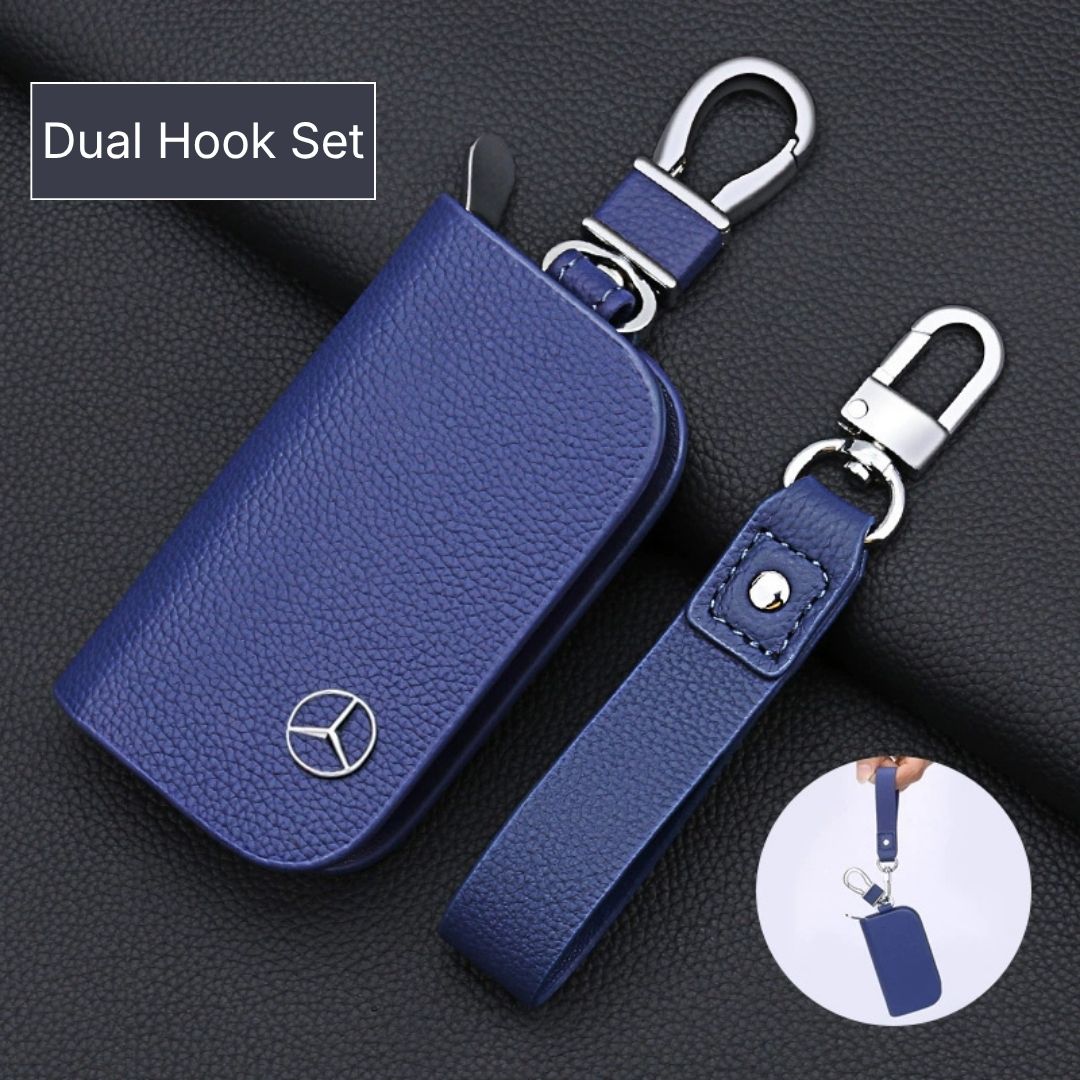 Genuine Leather Logo Customizable Car Fob Case with Keychain