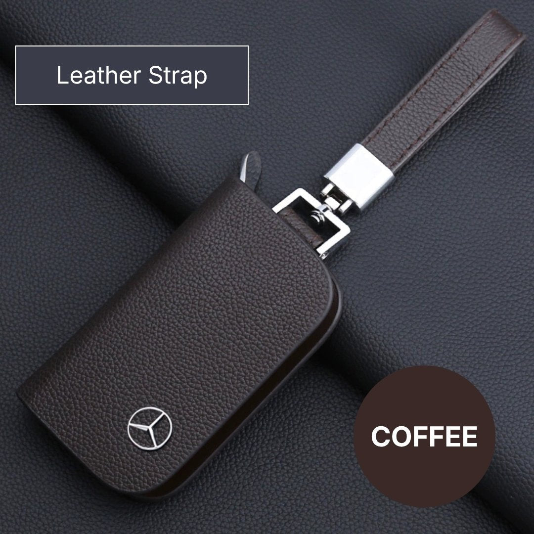 Genuine Leather Logo Customizable Car Fob Case with Keychain