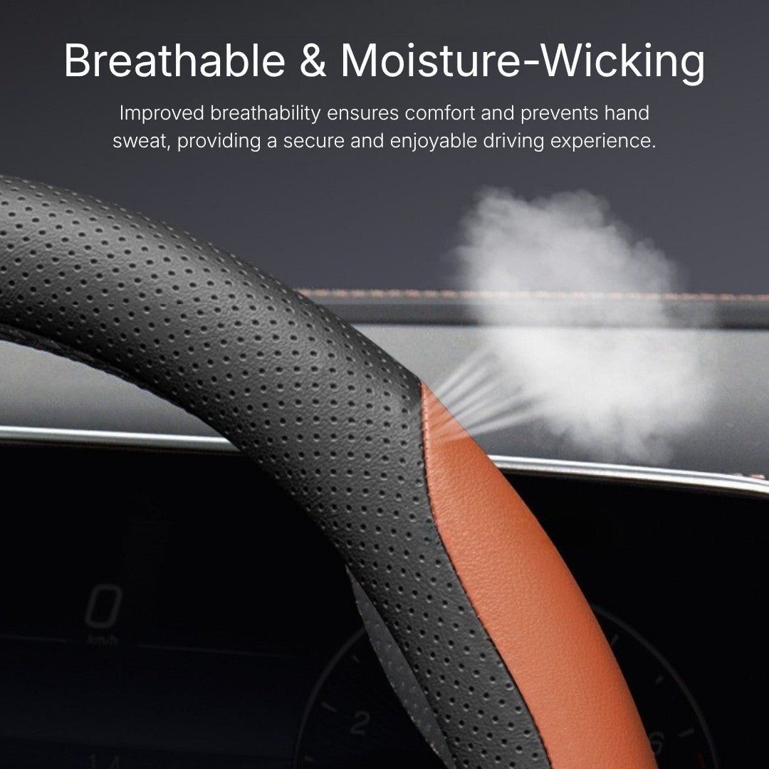 Cut-Off Design Ultra-Thin Leather Steering Wheel Cover