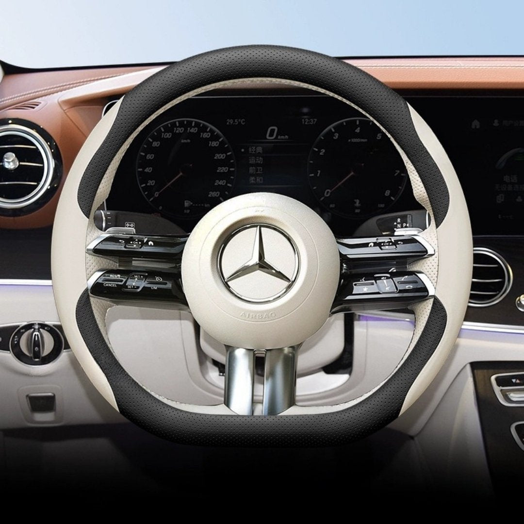 Cut-Off Design Ultra-Thin Leather Steering Wheel Cover