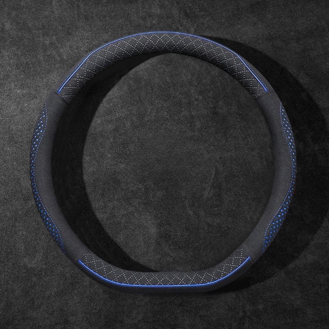 Rivo Suede Steering Wheel Cover – Non-Slip, Breathable, Sweat-Absorbing, 4-Season Universal Fit