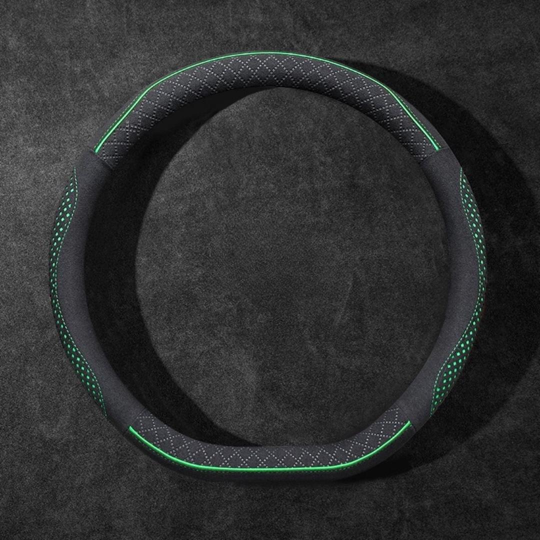 Rivo Suede Steering Wheel Cover – Non-Slip, Breathable, Sweat-Absorbing, 4-Season Universal Fit