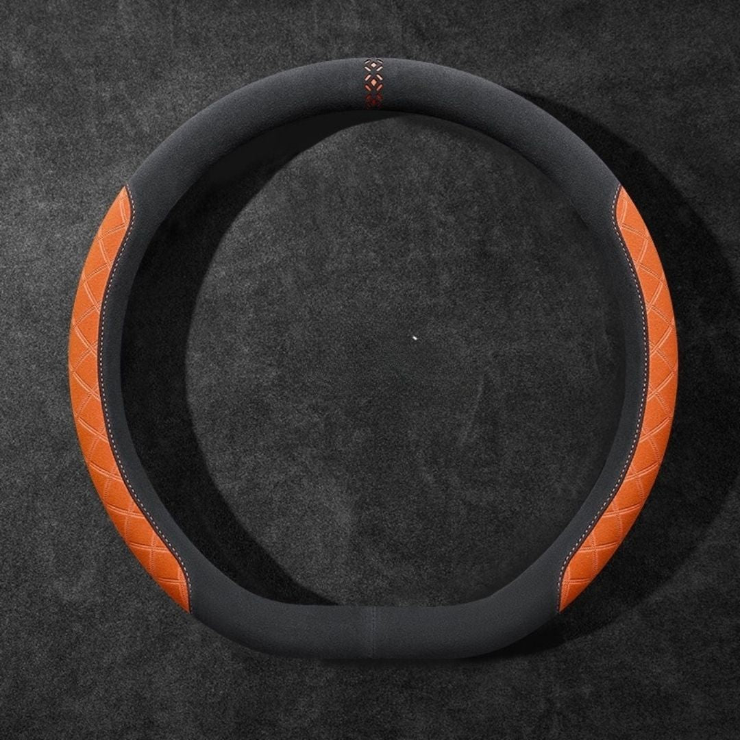 Rivo Suede Steering Wheel Cover – Non-Slip, Breathable, Sweat-Absorbing, 4-Season Universal Fit
