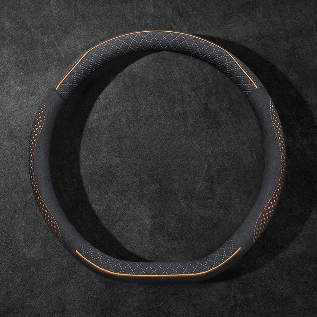 Rivo Suede Steering Wheel Cover – Non-Slip, Breathable, Sweat-Absorbing, 4-Season Universal Fit
