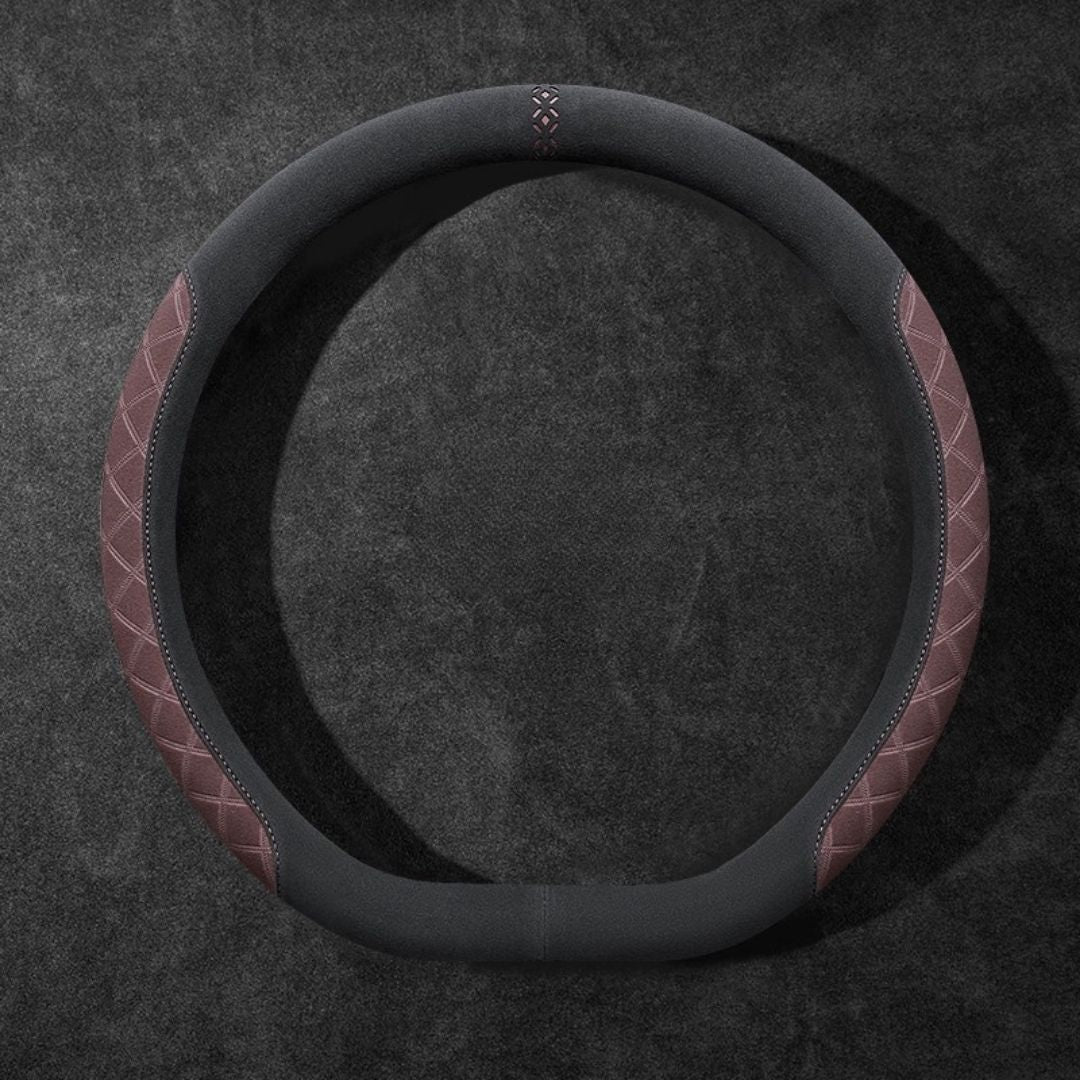Rivo Suede Steering Wheel Cover – Non-Slip, Breathable, Sweat-Absorbing, 4-Season Universal Fit