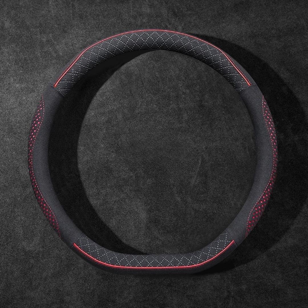 Rivo Suede Steering Wheel Cover – Non-Slip, Breathable, Sweat-Absorbing, 4-Season Universal Fit