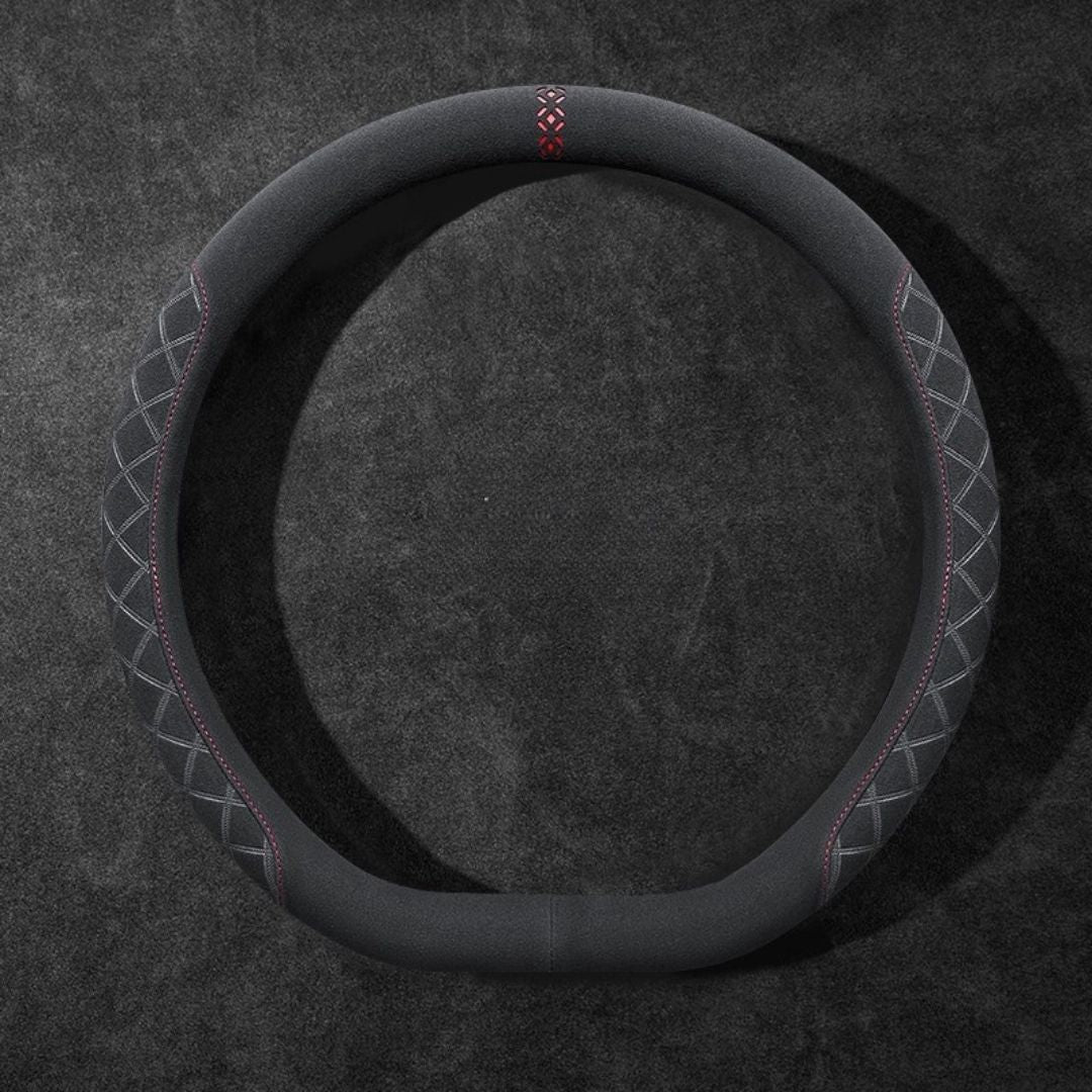 Rivo Suede Steering Wheel Cover – Non-Slip, Breathable, Sweat-Absorbing, 4-Season Universal Fit