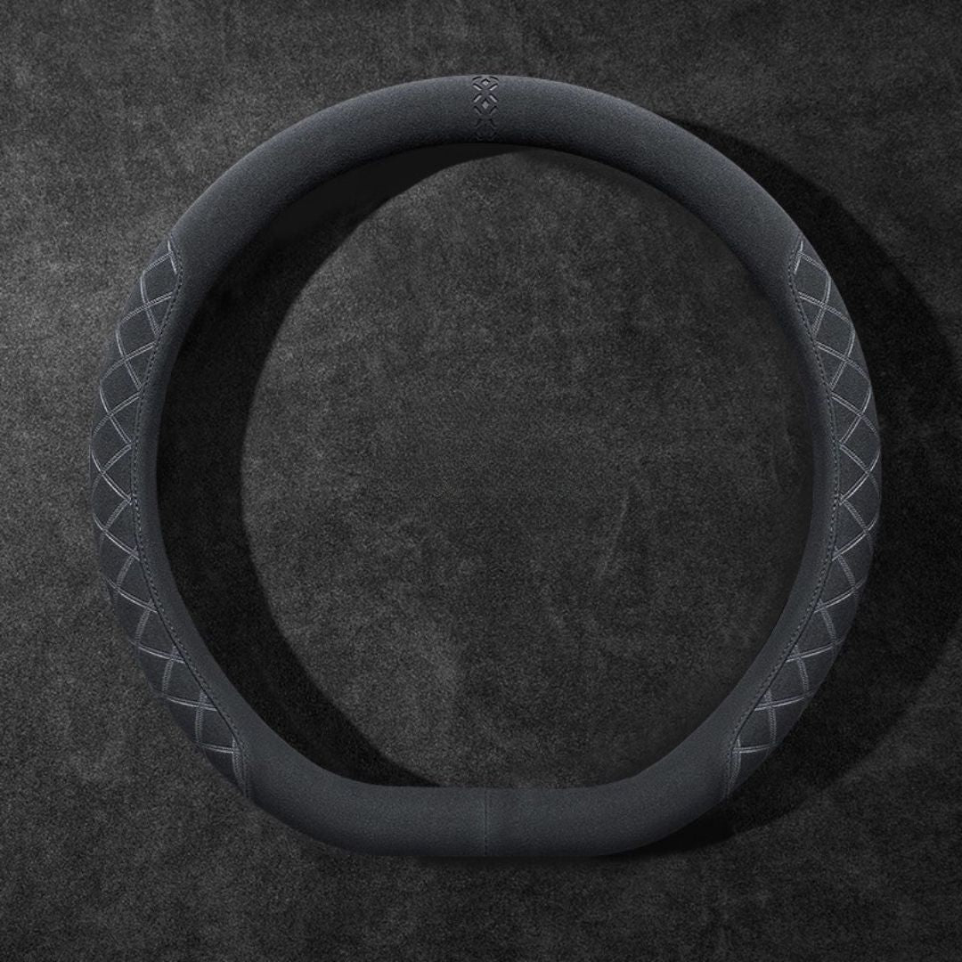 Rivo Suede Steering Wheel Cover – Non-Slip, Breathable, Sweat-Absorbing, 4-Season Universal Fit