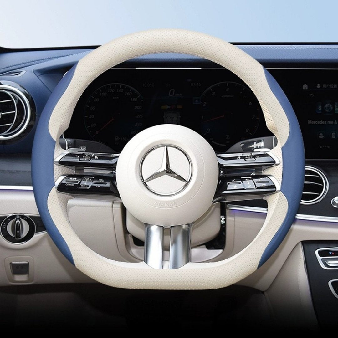 Cut-Off Design Ultra-Thin Leather Steering Wheel Cover