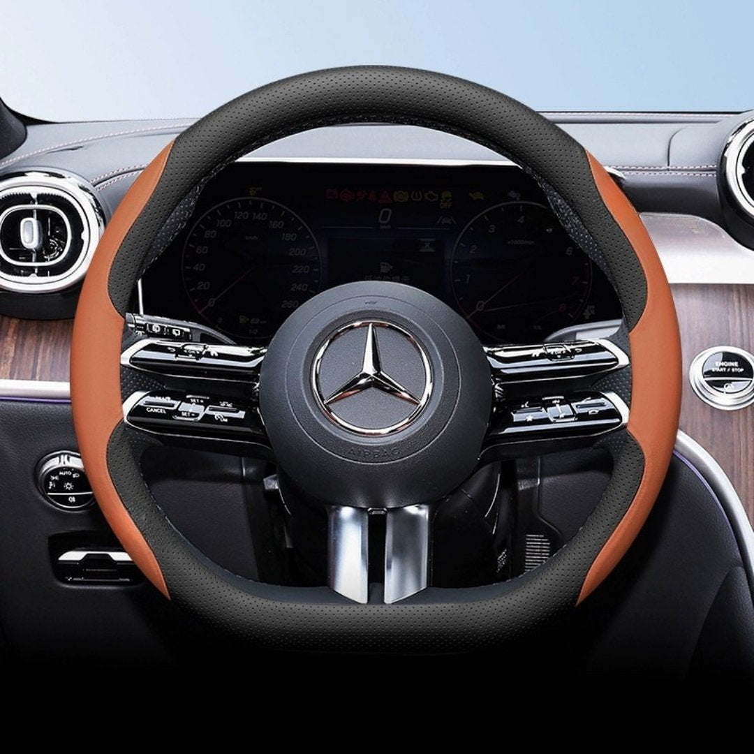 Cut-Off Design Ultra-Thin Leather Steering Wheel Cover