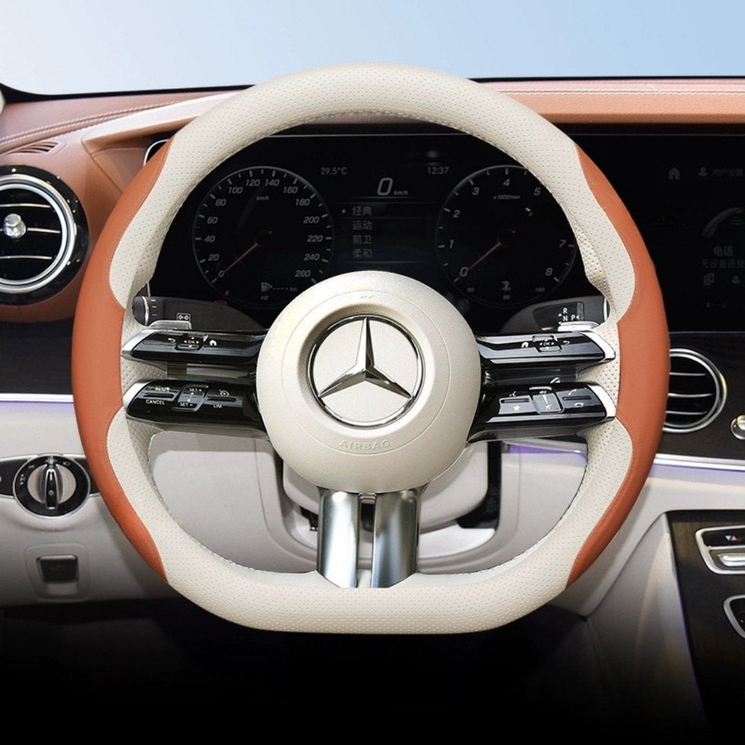 Cut-Off Design Ultra-Thin Leather Steering Wheel Cover