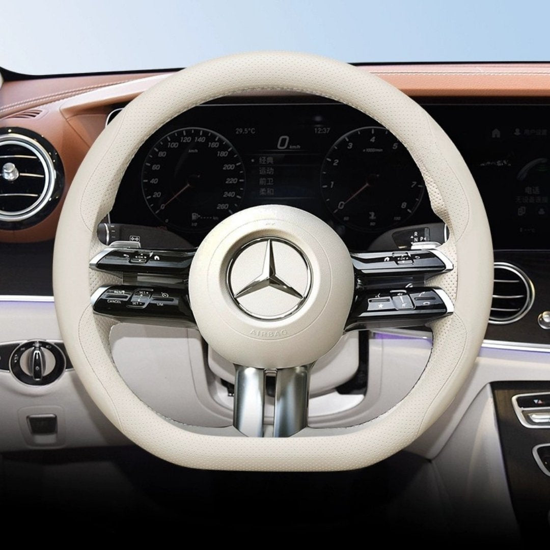 Cut-Off Design Ultra-Thin Leather Steering Wheel Cover