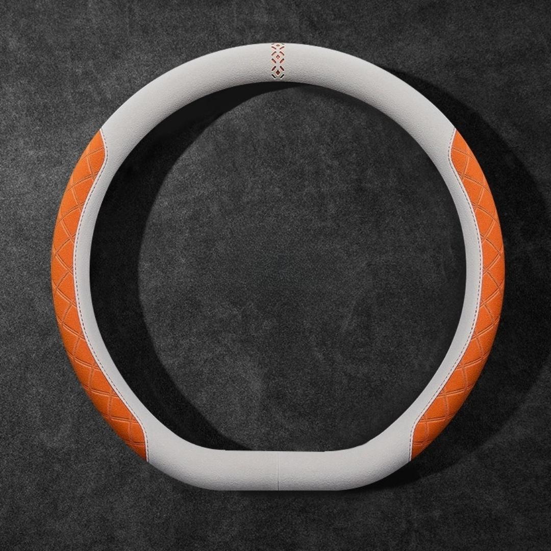 Rivo Suede Steering Wheel Cover – Non-Slip, Breathable, Sweat-Absorbing, 4-Season Universal Fit