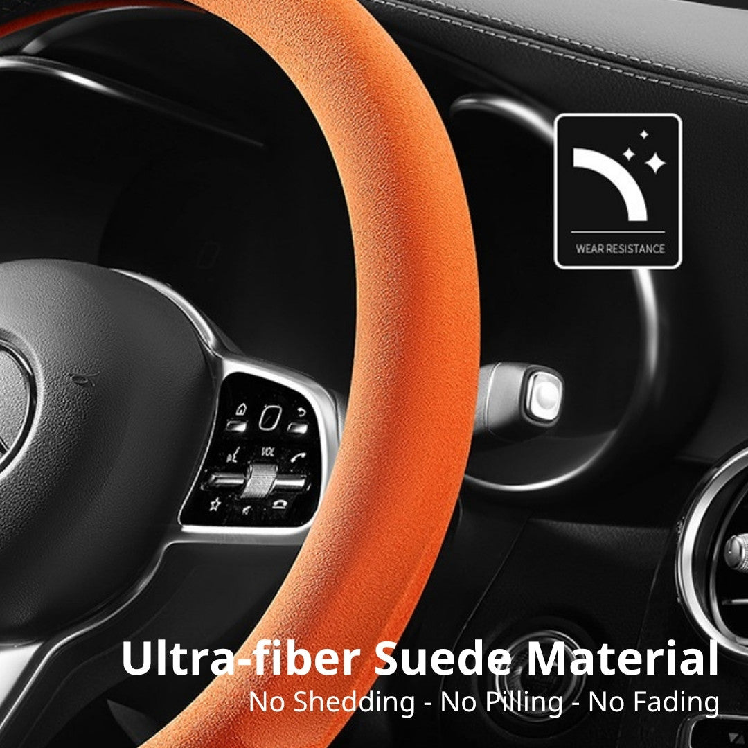 Dedicated Suede Steering Wheel Cover | Anti-Slip & Sweat-Absorbing