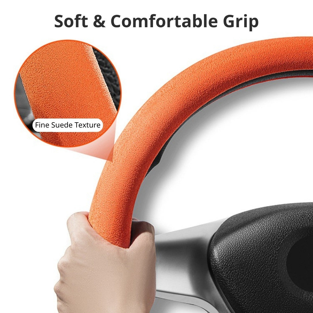 Dedicated Suede Steering Wheel Cover | Anti-Slip & Sweat-Absorbing