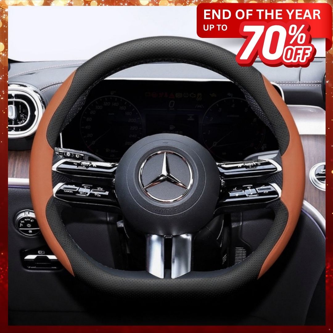 Cut-Off Design Ultra-Thin Leather Steering Wheel Cover
