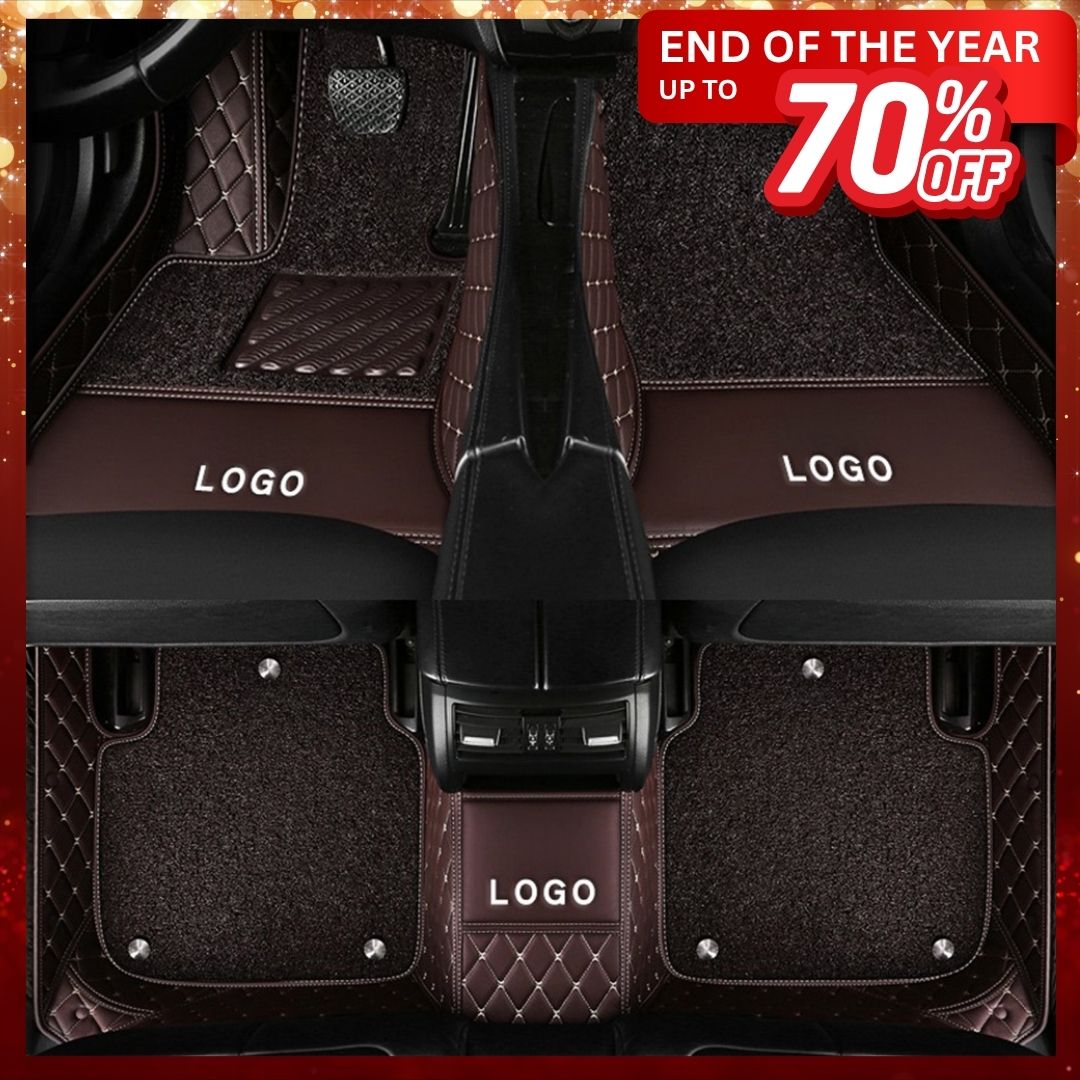 Silas Double-Layer Leather Car Floor Mats with Logo Customizable