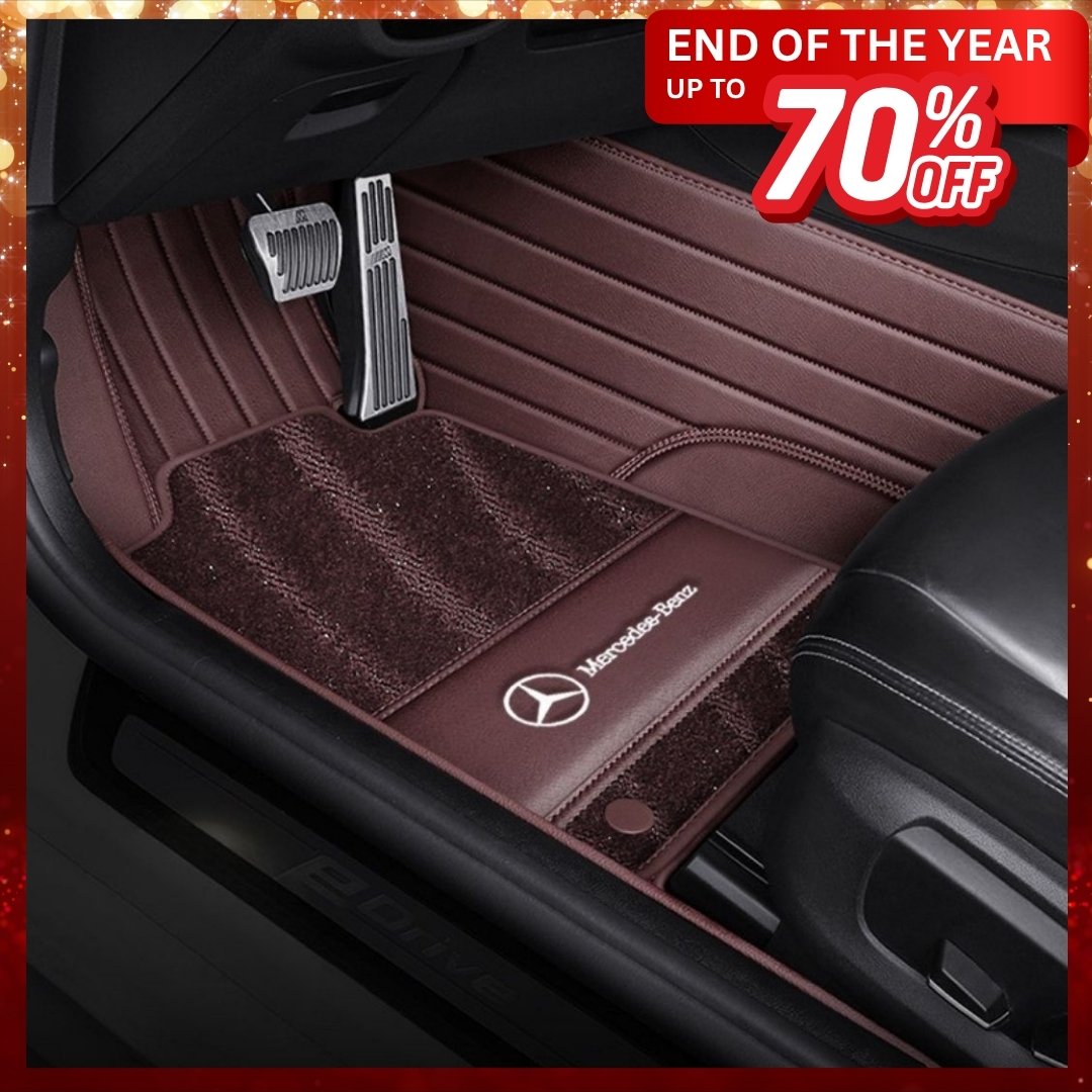 Fully Enveloping Leather Car Floor Mats - Logo Customizable