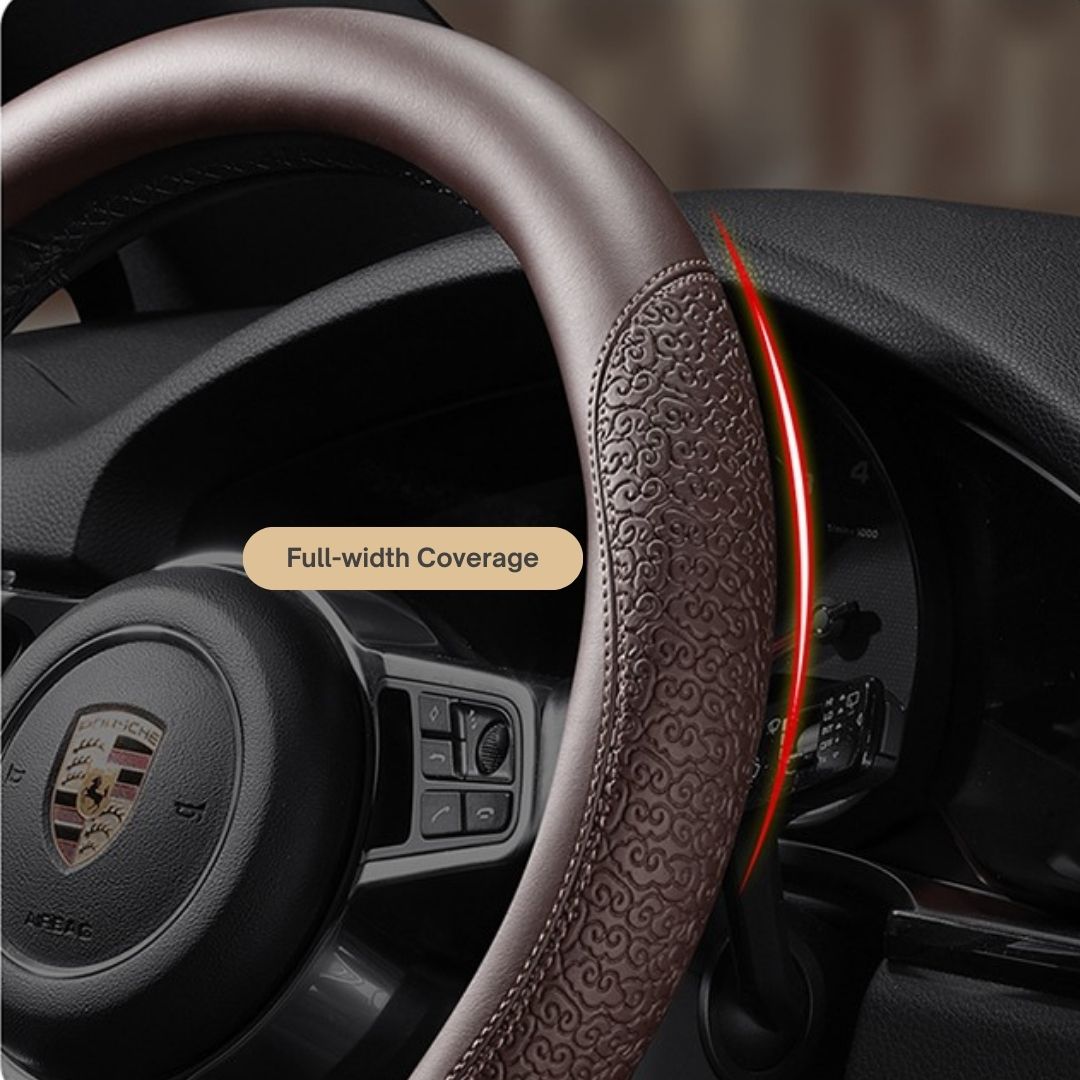 Geni Ultra-thin Steering Wheel Cover | Anti-slip, Sweat-absorbing, Soft Leather Pattern Round Handlebar Cover