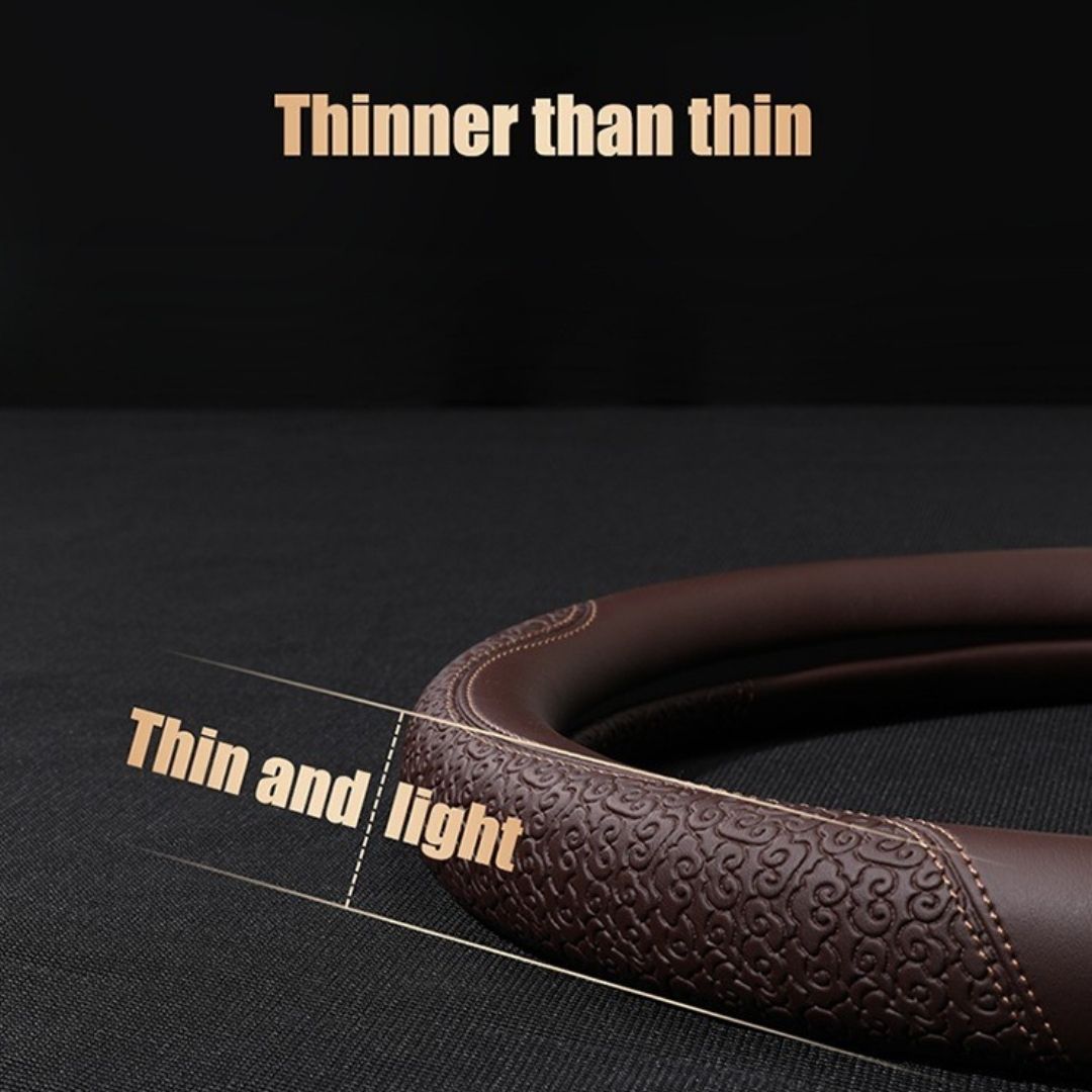 Geni Ultra-thin Steering Wheel Cover | Anti-slip, Sweat-absorbing, Soft Leather Pattern Round Handlebar Cover