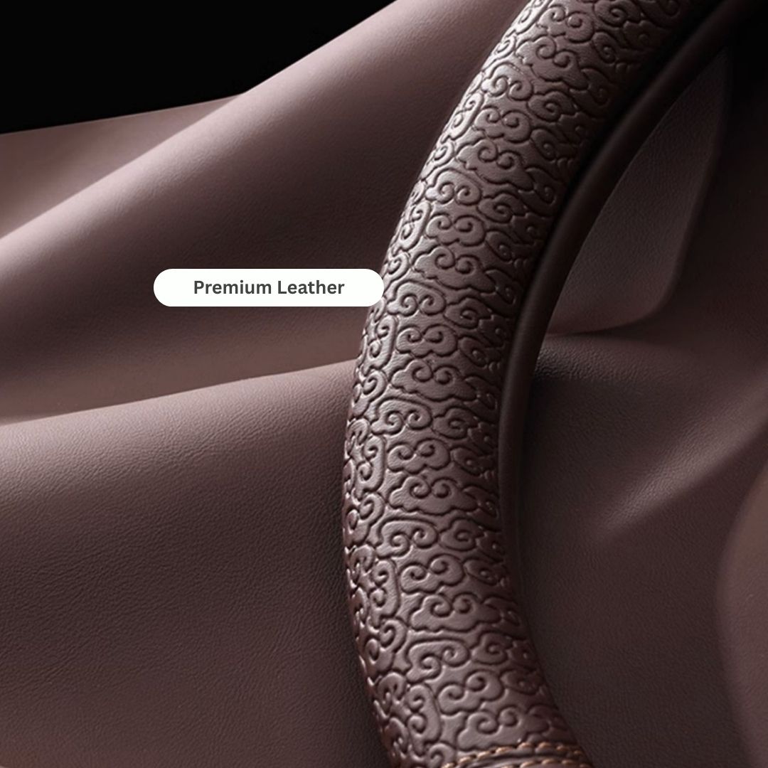 Geni Ultra-thin Steering Wheel Cover | Anti-slip, Sweat-absorbing, Soft Leather Pattern Round Handlebar Cover