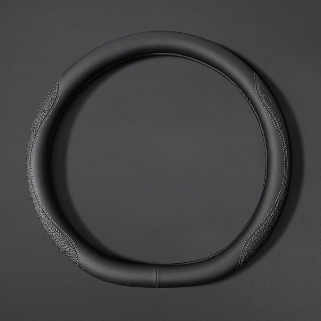 Geni Ultra-thin Steering Wheel Cover | Anti-slip, Sweat-absorbing, Soft Leather Pattern Round Handlebar Cover