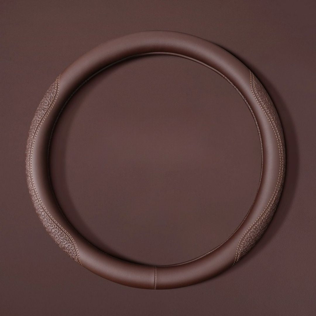 Geni Ultra-thin Steering Wheel Cover | Anti-slip, Sweat-absorbing, Soft Leather Pattern Round Handlebar Cover