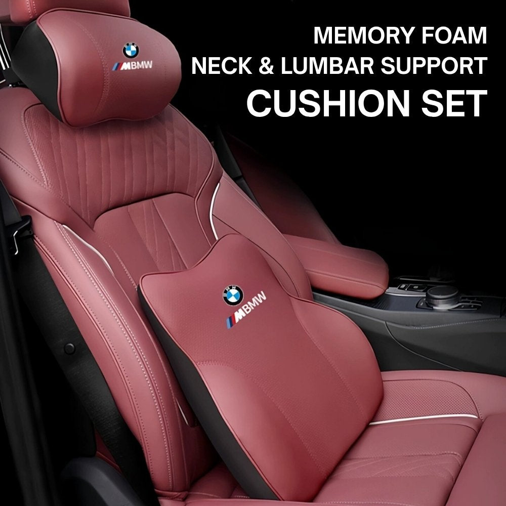 Logo Customizable Memory Foam Car Seat Cushion – Ergonomic Neck & Lumbar Support Set