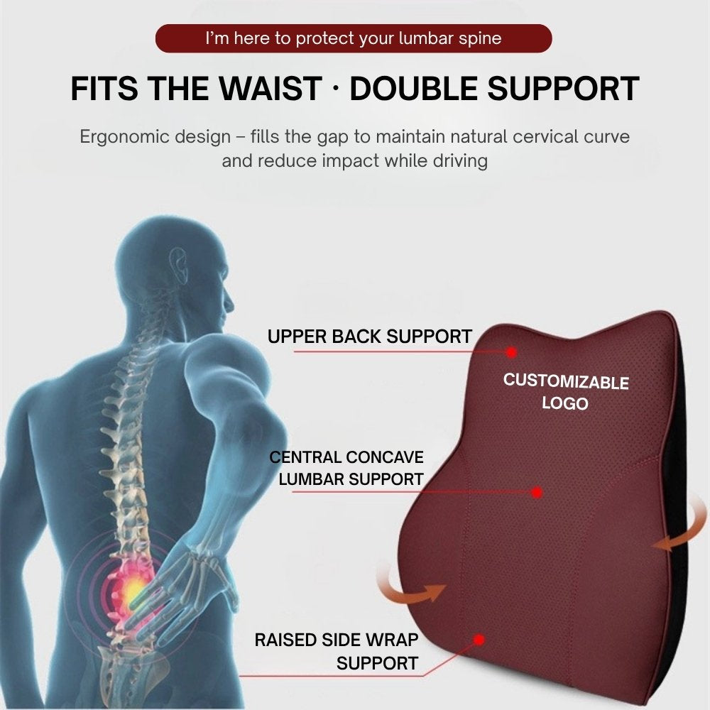 Logo Customizable Memory Foam Car Seat Cushion – Ergonomic Neck & Lumbar Support Set