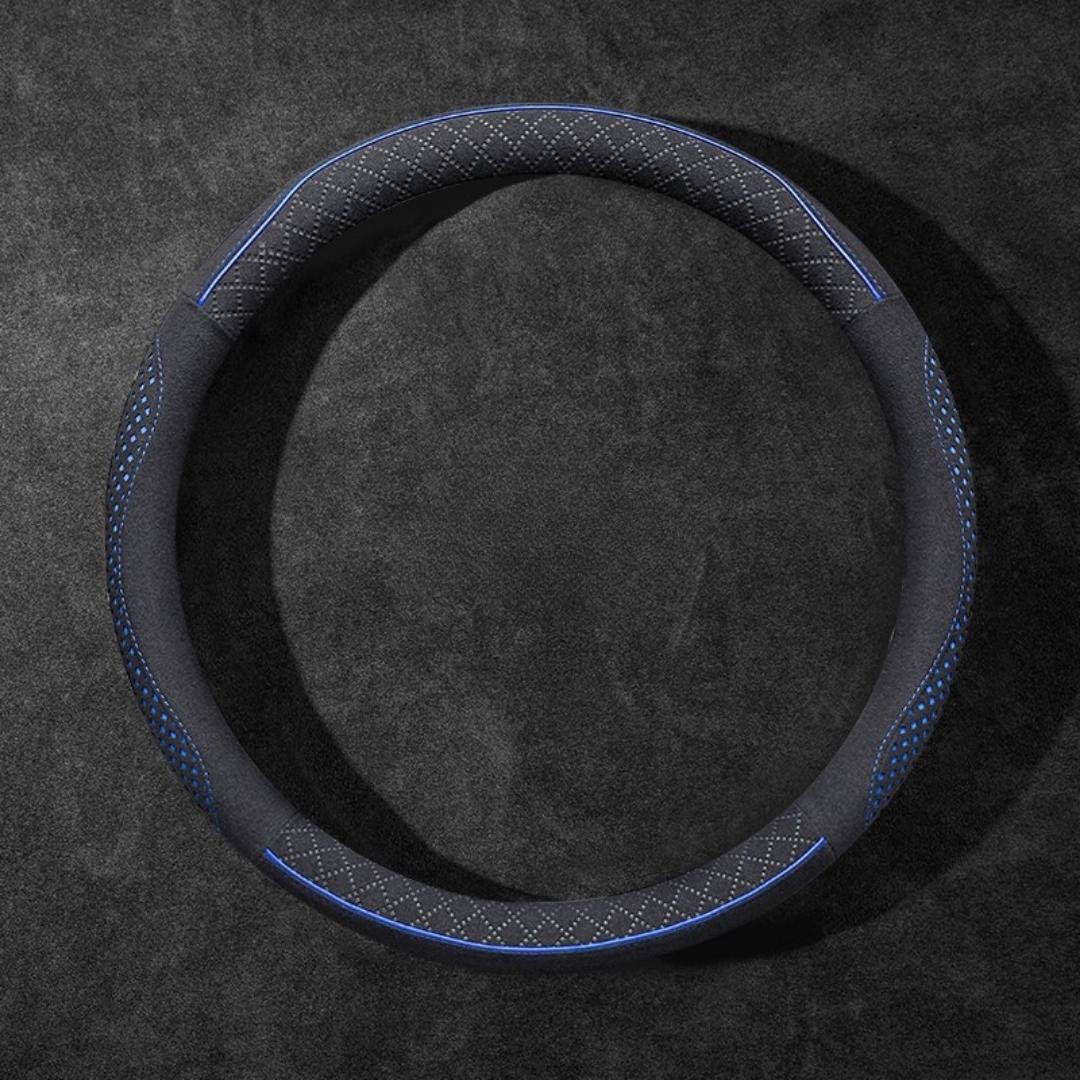 Rivo Suede Steering Wheel Cover – Non-Slip, Breathable, Sweat-Absorbing, 4-Season Universal Fit