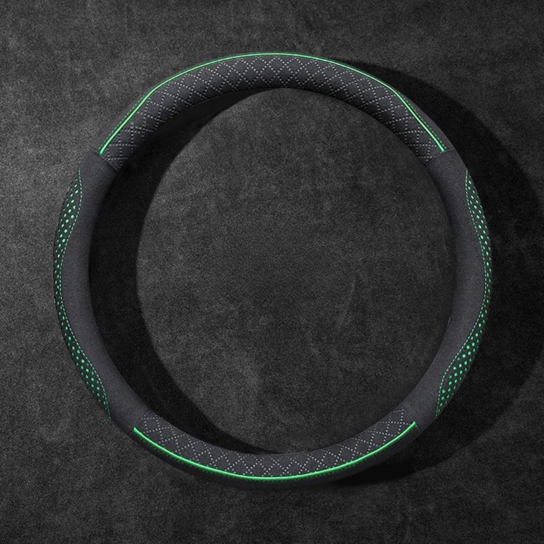 Rivo Suede Steering Wheel Cover – Non-Slip, Breathable, Sweat-Absorbing, 4-Season Universal Fit
